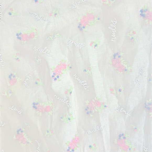 Revolve LPA Dress Send Nudes Floral Print White Linen Puff Sleeve Mini Dress XL - Picture 7 of 11